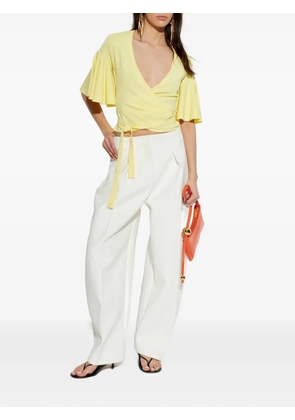 Jacquemus flutter-sleeved wrap top - Yellow