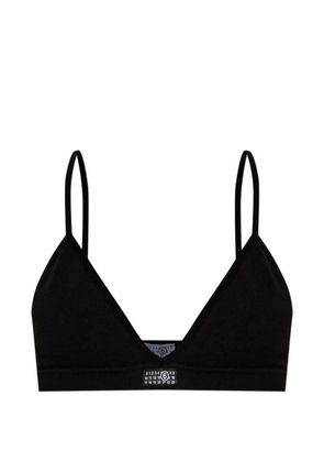 MM6 Maison Margiela label ribbed bra - Black