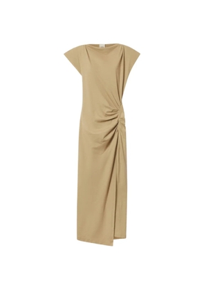 ISABEL MARANT Nadela draped slit-detail maxi cotton dress - Neutrals