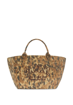 GANNI leopard-print tote bag - Neutrals