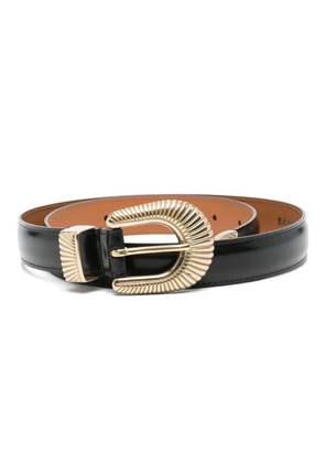 SANDRO ribbed-buckle leather belt - Black