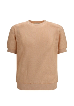 Piacenza Cashmere ribbed short-sleeved sweater - Neutrals