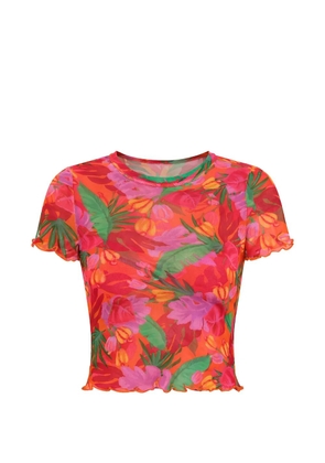 BANANA MOON Javari Alameatul ruffled-hem floral-print top - Orange