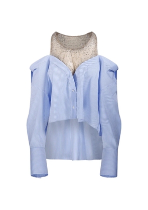 Giuseppe Di Morabito striped crystal-embellished blouse - Blue
