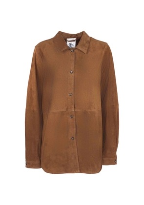 Semicouture button leather shirt - Brown