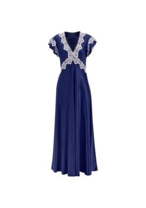Alberta Ferretti lace V-neck maxi dress - Blue