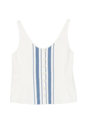 Low Classic striped button top - White