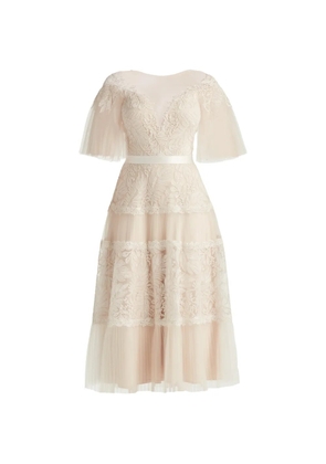 Tadashi Shoji lace belted dress - White
