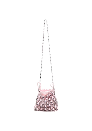 Self-Portrait mini Chainmail embellished shoulder bag - Pink