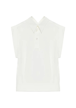 Issey Miyake collar sleeveless top - White