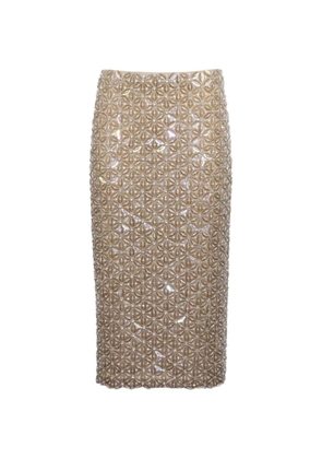 P.A.R.O.S.H. sequin floral midi skirt - Neutrals