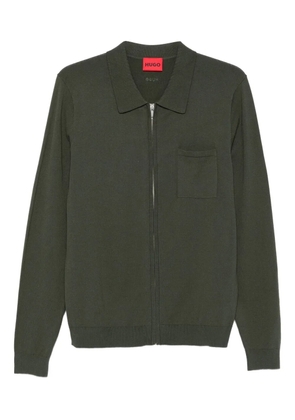 BOSS front-zipped single-pocket cardigan - Green