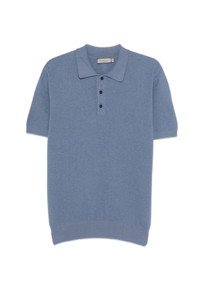 Canali button-down textured polo shirt - Blue