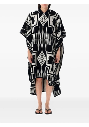 Pendleton printed hooded poncho - Black