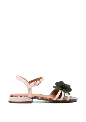 Chie Mihara Tyco flower snake-effect leather sandals - Neutrals