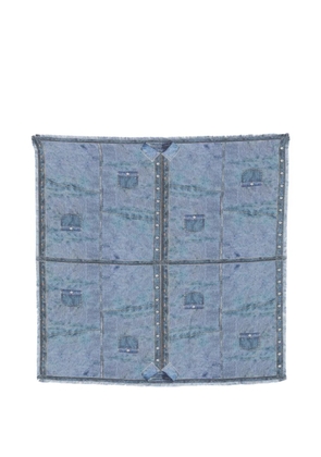 Faliero Sarti denim-print silk scarf - Blue