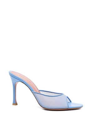 Amina Muaddi Alexa mesh blue sandals - White
