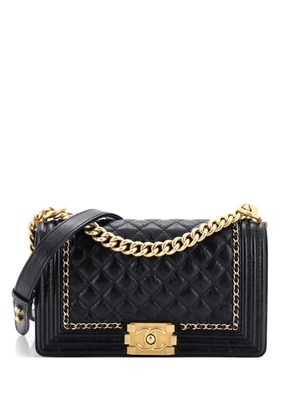 CHANEL Pre-Owned Jacket Boy Flap Bag Quilted Lambskin Old Medium shoulder bag - Black