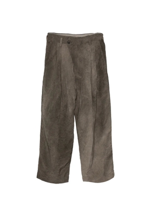 Ziggy Chen pinstripe pleated trousers - Brown