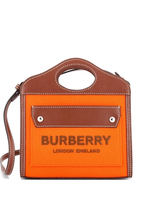 Burberry Pre-Owned Logo Pocket Canvas with Leather Micro tote bag - Orange
