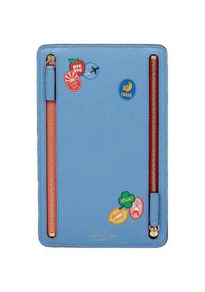 Smythson Panama multi-zip sticker case - Blue