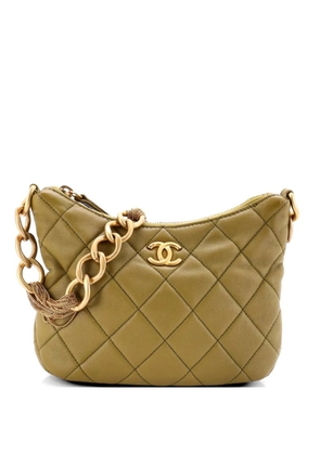 CHANEL Pre-Owned CC Mixed Chain Link Zip Quilted Lambskin hobo bag - Green