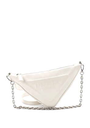 Prada Pre-Owned Triangle Logo Zip Embossed Leather Mini shoulder bag - White