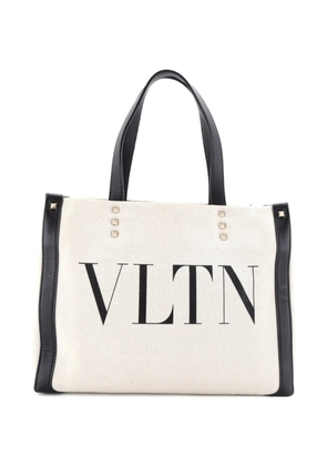 Valentino Garavani Pre-Owned Grande Plage VLTN Canvas Medium tote bag - White