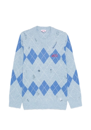 Charles Jeffrey Loverboy argyle-pattern distressed sweater - Blue