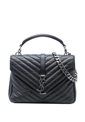 Saint Laurent Pre-Owned 2016 Medium Chevron Sheepskin Monogram College satchel - Black