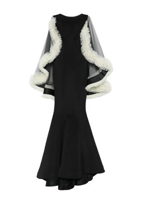 AAVVA ruffle-cape gown - Black