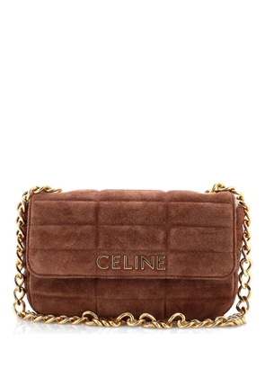 Celine Pre-Owned Logo Chain Flap Bag Quilted Suede Small shoulder bag - Brown
