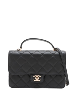 CHANEL Pre-Owned 2021-2025 CC Quilted Lambskin Top Handle Flap satchel - Black