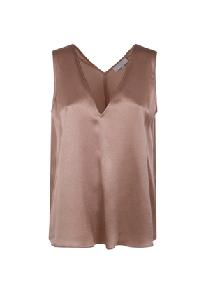 Antonelli V-neck satin top - Neutrals