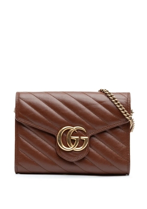 Gucci Pre-Owned 2016-2025 GG Marmont Matelasse Diagonal Leather Wallet on Chain crossbody bag - Brown