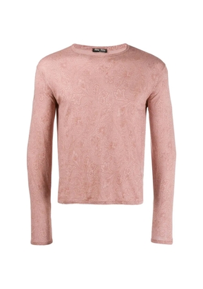 Miu Miu Pre-Owned paisley-print long-sleeve T-shirt - Pink