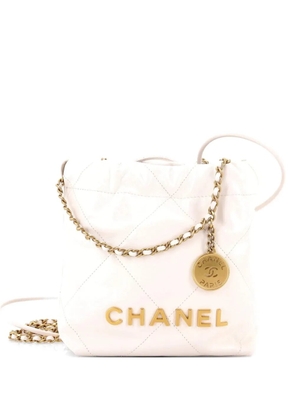 CHANEL Pre-Owned 22 Chain Hobo Quilted Shaded Calfskin Mini crossbody bag - White
