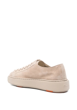 Santoni lace-fatening suede sneakers - Neutrals