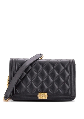 CHANEL Pre-Owned Boy Wallet on Chain Quilted Caviar crossbody bag - Black