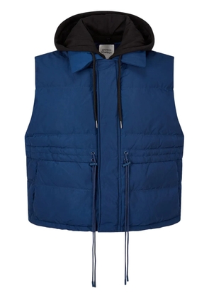 TOMBOY detachable drawstring-hood down vest - Blue