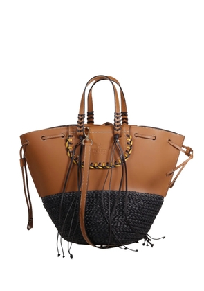 CUBA LAB medium woven-panel tote bag - Brown