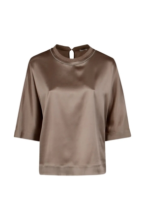 Peserico beaded-collar shirt - Brown