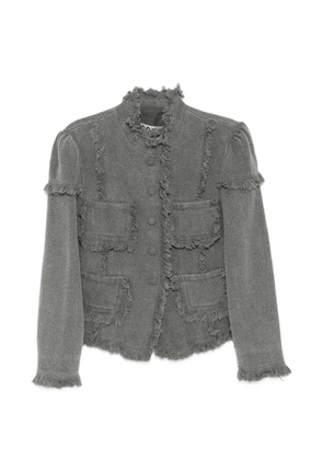 Open YY frayed jacket - Grey