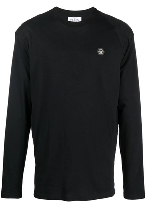Philipp Plein logo-embroidered long-sleeved T-shirt - Black
