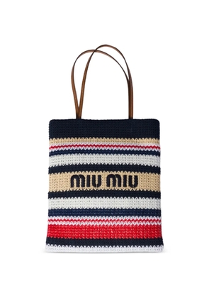 Miu Miu raffia-effect woven tote bag - Blue