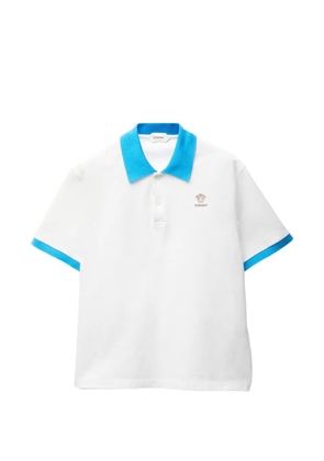 Versace embroidered cotton piqué polo - White
