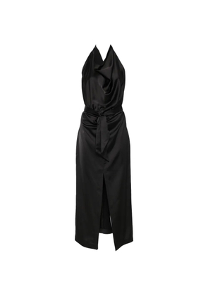 IMPERIAL tie-waist slit midi dress - Black