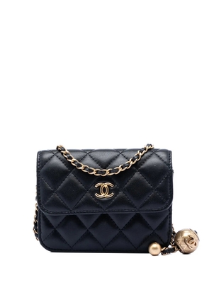 CHANEL Pre-Owned 2020 Mini Lambskin Pearl Crush Clutch with Chain crossbody bag - Black