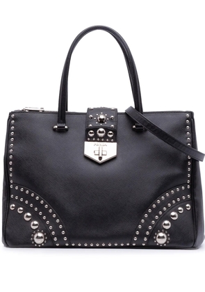 Prada Pre-Owned 2010-2025 Saffiano Turnlock Double Zip Studded Tote satchel - Black
