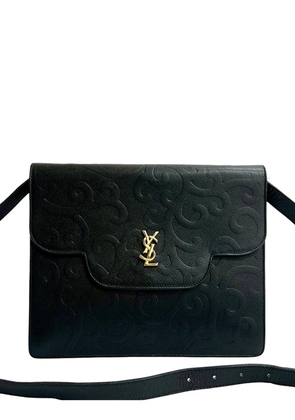 Saint Laurent Pre-Owned 20th Century Embossed Leather Arabesque crossbody bag - Black